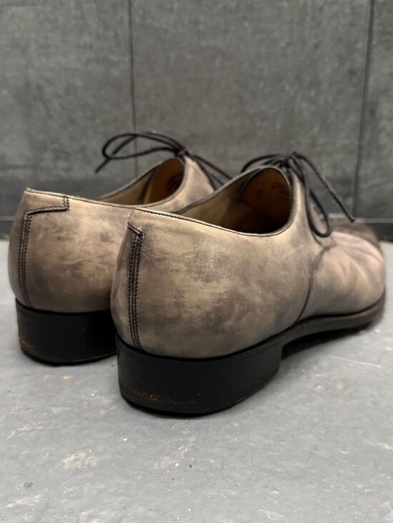 GAZIANO & GIRLING Cambridge Handmade Grey Leather Shoes Oxford UK 6.5 E US 7.5